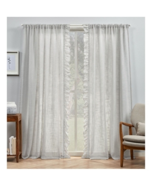 Exclusive Home Curtains Jacinta Flippable Side Ruffle Sheer Rod Pocket Curtain Panel Pair, 54" X 96", Set Of 2 In Dark Gray