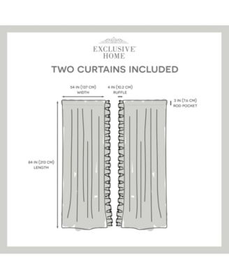 Curtains Jacinta Flippable Side Ruffle Sheer Rod Pocket Curtain Panel Pair, 54" x 96", Set of 2
