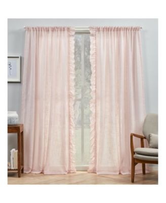 Curtains Jacinta Flippable Side Ruffle Sheer Rod Pocket Curtain Panel Pair, 54" x 96", Set of 2