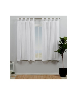 Exclusive Home Curtains Loha Linen Braided Tab Top Curtain Panel Pair, 54" X 63" In White