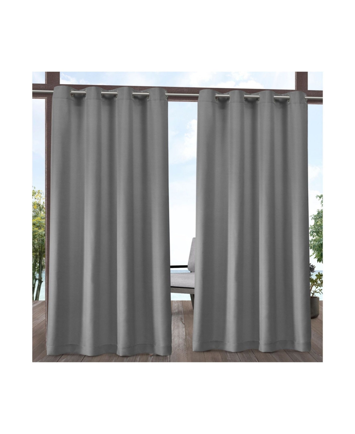 Exclusive Home Curtains Indoor - Outdoor Solid Cabana Grommet Top Curtain Panel Pair, 54