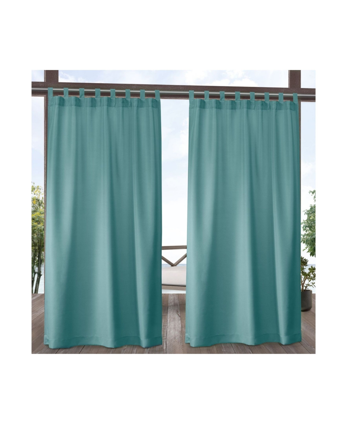 Curtains Indoor - Outdoor Solid Cabana Tab Top Curtain Panel Pair, 54" x 120" - Multi