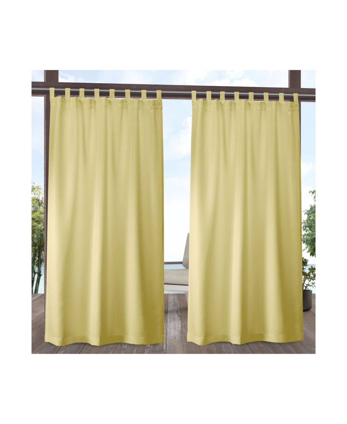 Curtains Indoor - Outdoor Solid Cabana Tab Top Curtain Panel Pair, 54" x 96" - Multi