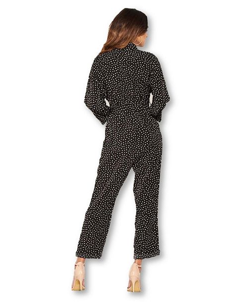 Ax Paris Women S Polka Dot Belted Jumpsuit Reviews Leggings Pants Juniors Macy S