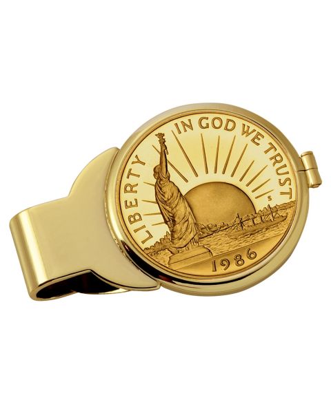 Мужской позолоченный зажим для денег American Coin Treasures, монета Statue of Liberty
