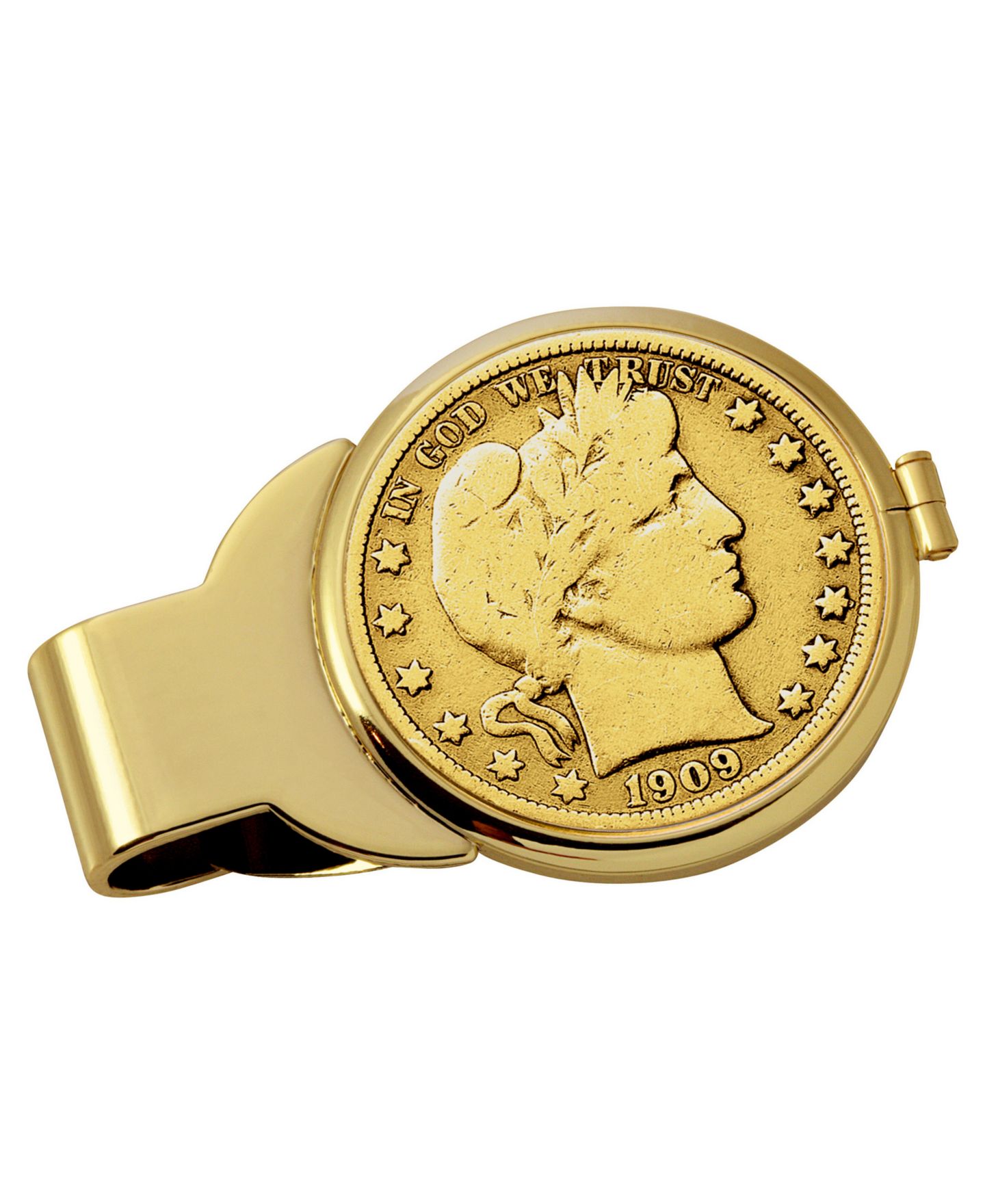 Мужской позолоченный зажим для денег American Coin Treasures с монетой Barber, серебро — фото 1