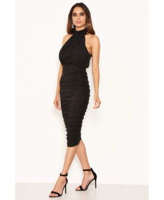 AX Paris Women's High Neck Ruched Bodycon Midi Dress & Reviews ...