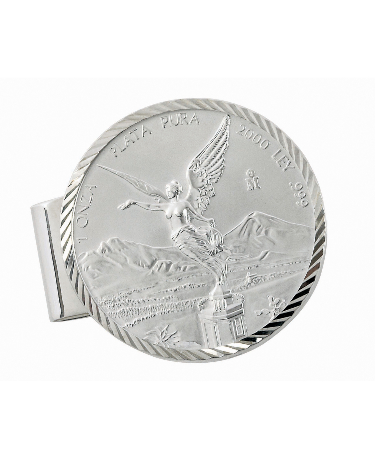 American Coin Treasures Men's American Coin Treasures Sterling Silver Diamond Cut Coin Money Clip with Mexican Libertad 1 Oz Silver Coin