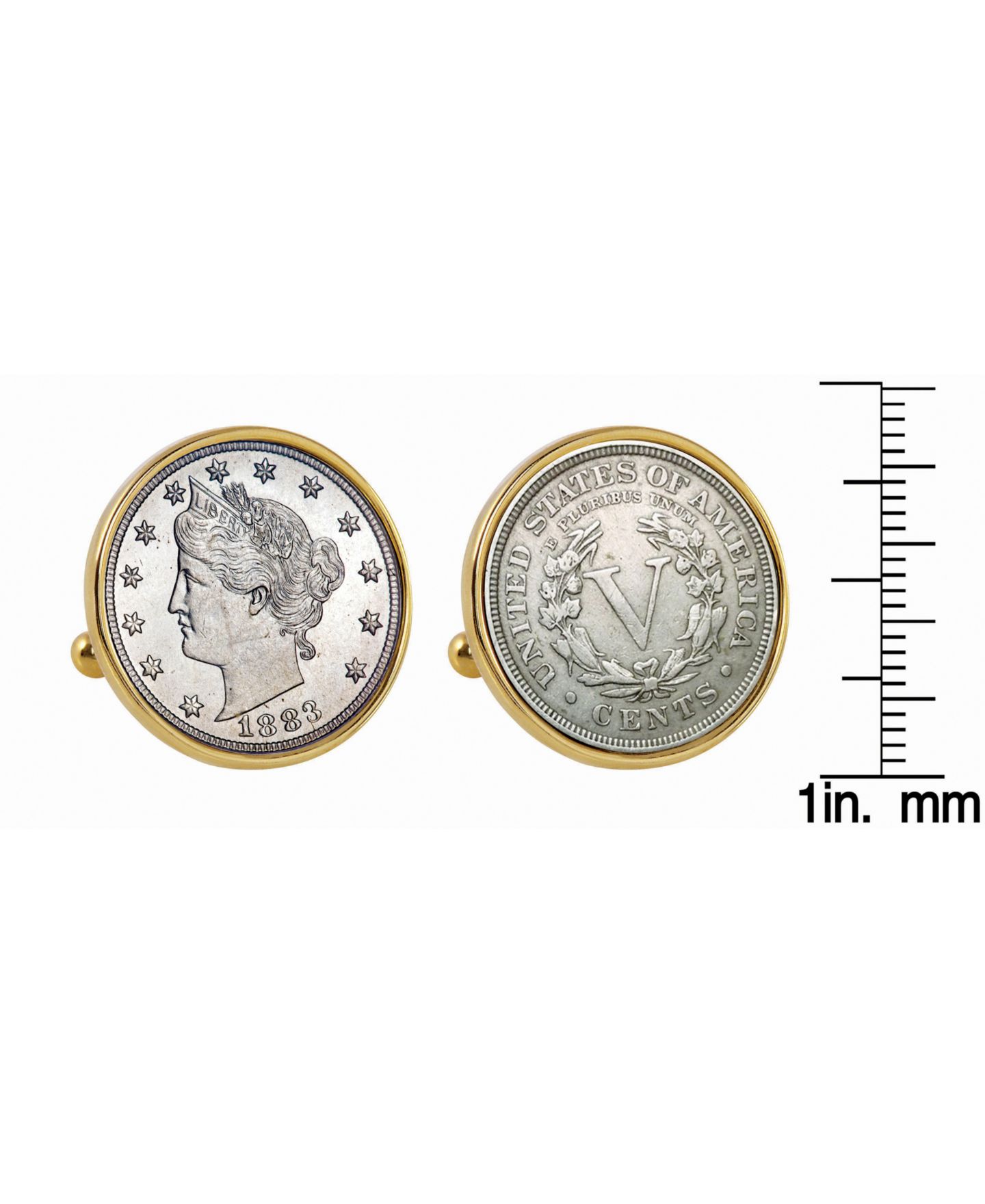 Мужские запонки American Coin Treasures 1883 First-Year-Of-Issue Liberty Nickel Bezel Coin Cuff Links — фото 2