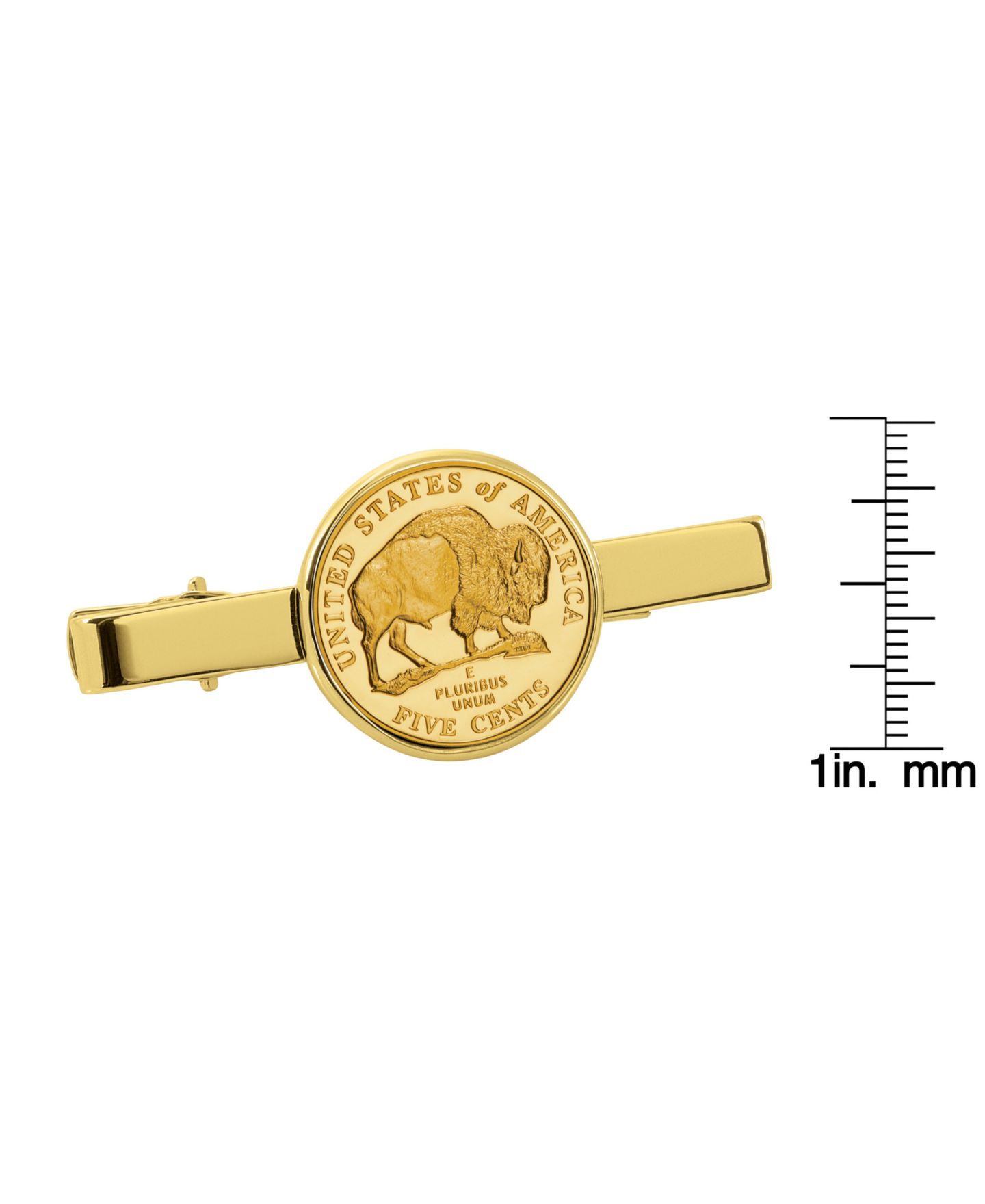 Зажим для галстука American Coin Treasures с монетой Westward Journey Bison, позолота — фото 2