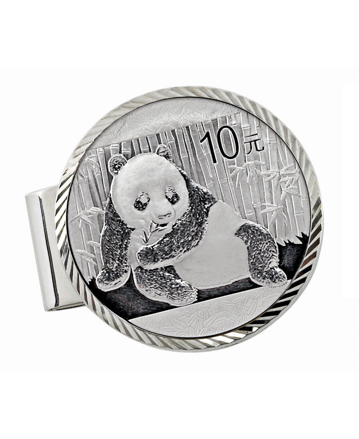 Men's American Coin Treasures Sterling Silver Diamond Cut Money Clip with Silver Panda Coin - Silver