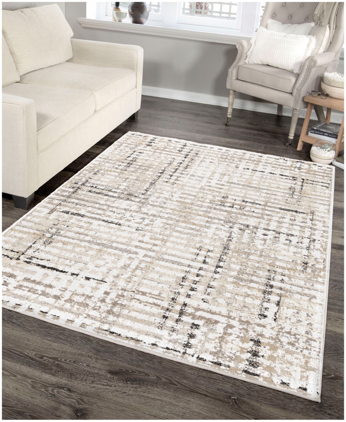 Orian Adagio Griddle White Area Rug