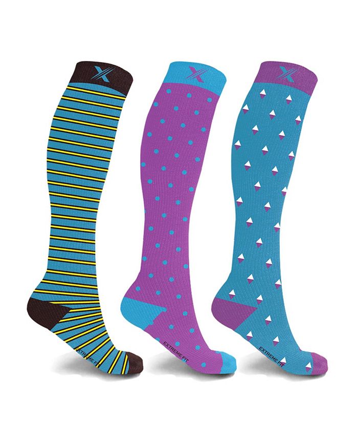Extreme Fit Men's and Women's Compression Knee High Socks 3 Pair