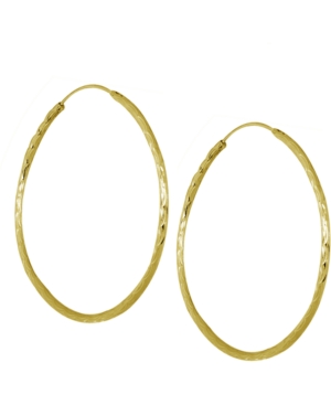 image of Essentials Medium Textured Endless Hoop Earrings, 2
