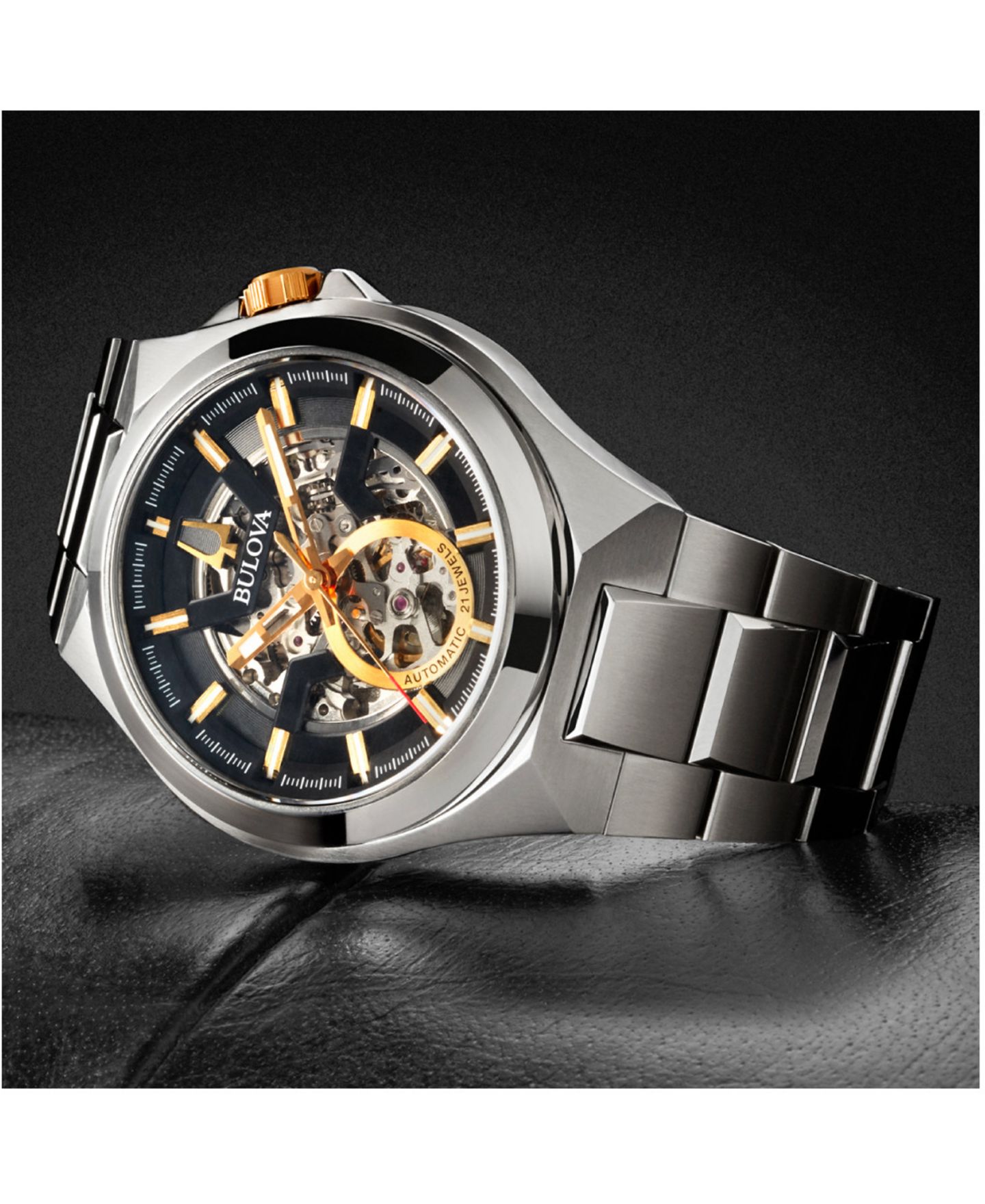Мужские часы Bulova Automatic Maquina Stainless Steel Bracelet Watch 46mm — фото 7