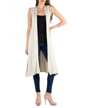 24seven Comfort Apparel Sleeveless Long Cardigan Vest with Side Slit