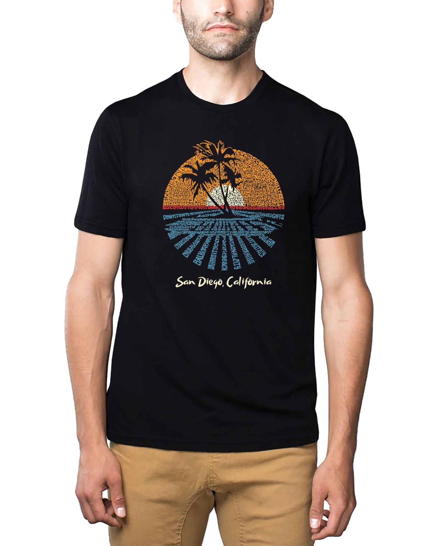 Men's Cotton/Poly Blend Word Art T-Shirt - Cities in San Diego