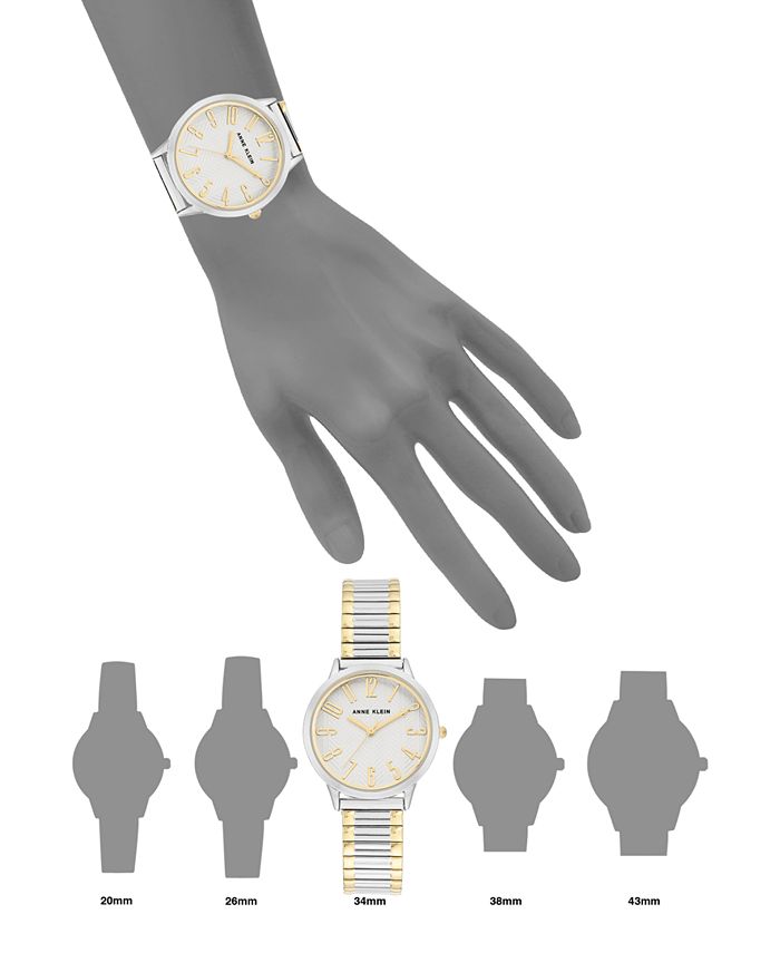 Anne Klein - Women's Two-Tone Stainless Steel Stretch Bracelet Watch 34mm