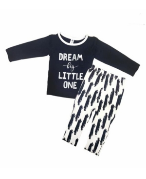 image of Earth Baby Outfitters Toddler Boys Bamboo Long Sleeve 2 Piece Dream Big Little One Pajamas Set