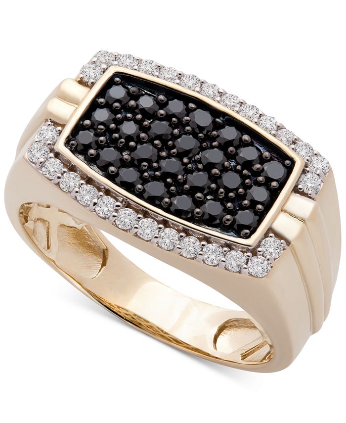 Macy's Men's Diamond Cluster Ring (1 ct. t.w.) in 10k Gold - Macy's