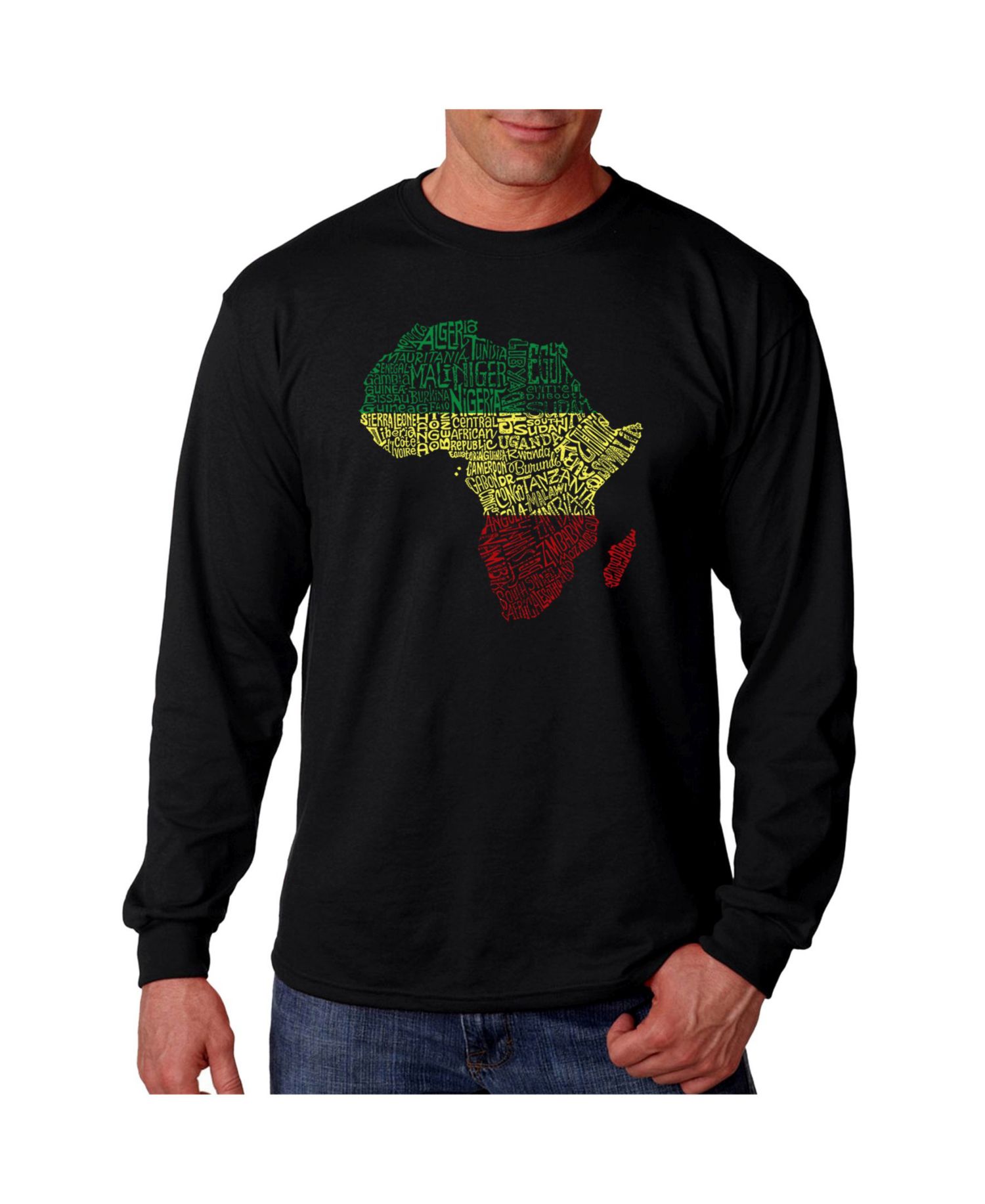 Men's Word Art - Countries in Africa Long Sleeve T-Shirt
