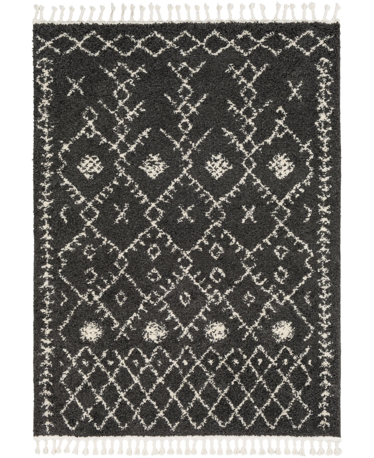 Surya Berber Shag Bbe-2308 Charcoal 6'7in x 9' Area Rug - Charcoal