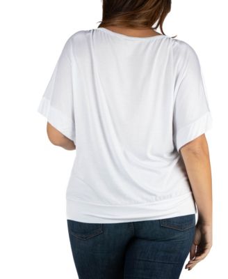 Plus Size Short Sleeve Loose Fitting Dolman Top