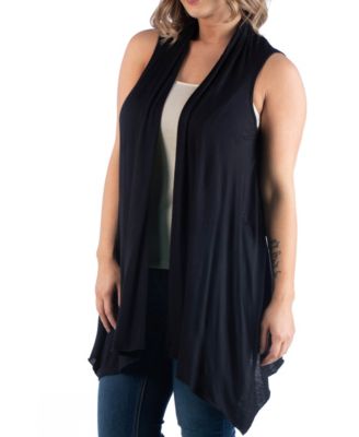 Plus Size Asymmetric Open Front Cardigan Sweater