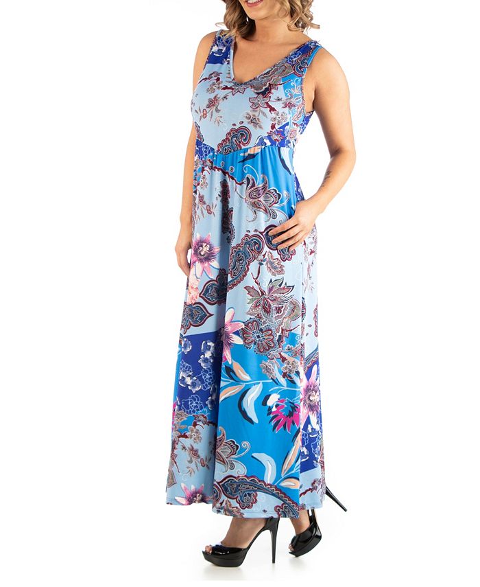 24seven Comfort Apparel Women's Plus Size Botanical Maxi Dress - Macy's