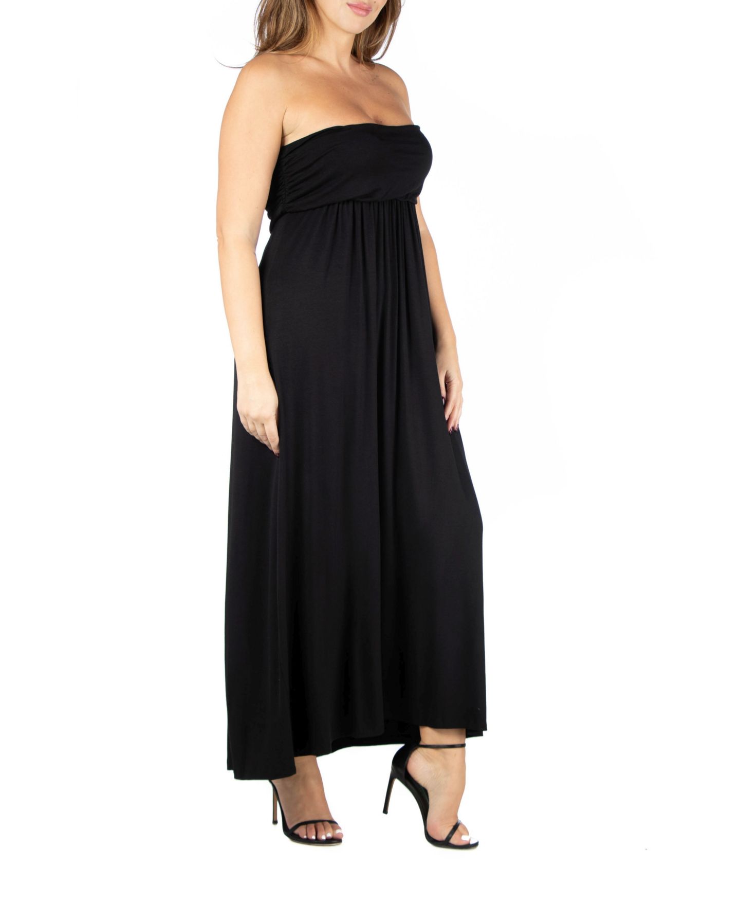 Женское платье 24seven Comfort Apparel Plus Size Strapless Maxi, цвет: Чёрный — фото 3