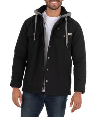 hooded canvas shirt jacket