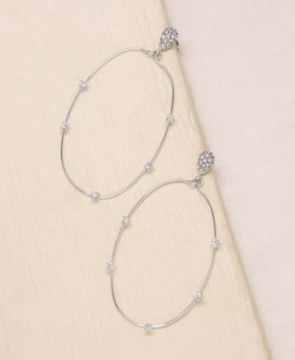 Delicate Crystal Large Oval Hoop Women's Earrings