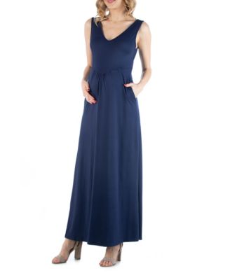 Maxi Maternity Sleeveless Dress with Pockets