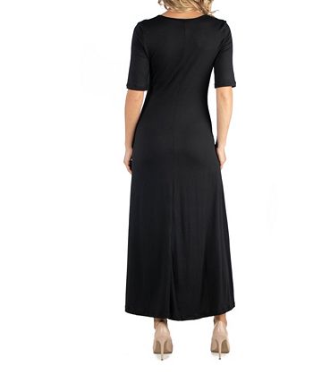 24seven Comfort Apparel Casual Maternity Maxi Dress with Sleeves - Macy's
