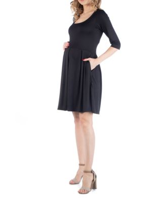 Fit and Flare Scoop Neck Maternity Dress