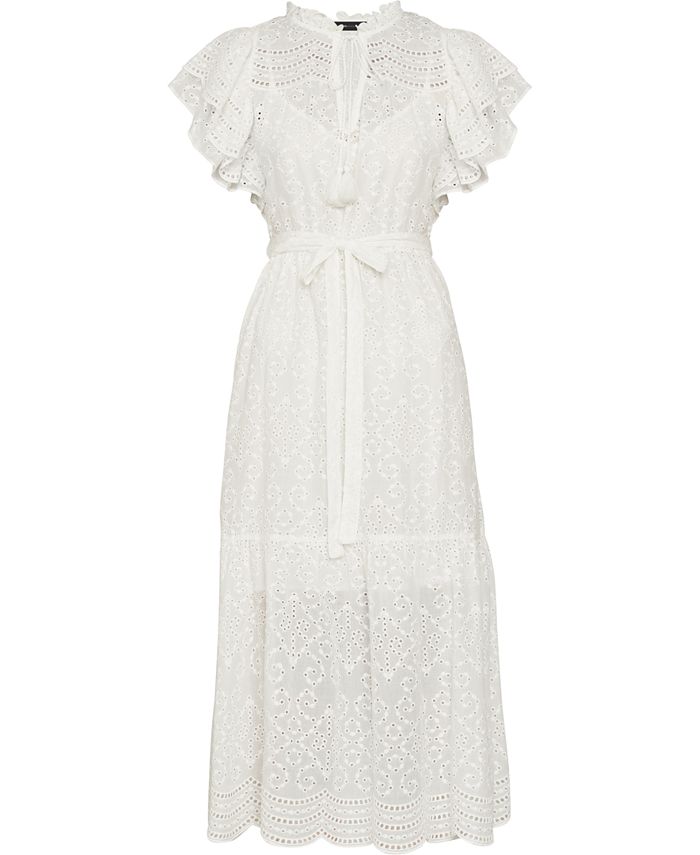 BCBGMAXAZRIA Cotton Eyelet Midi Dress - Macy's