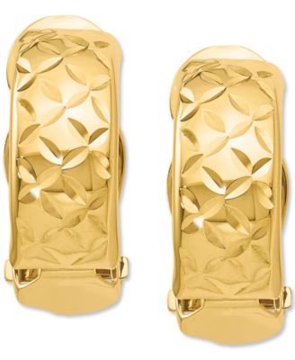 Textured Crisscross Clip-On Half Hoop Earrings in 14k Gold