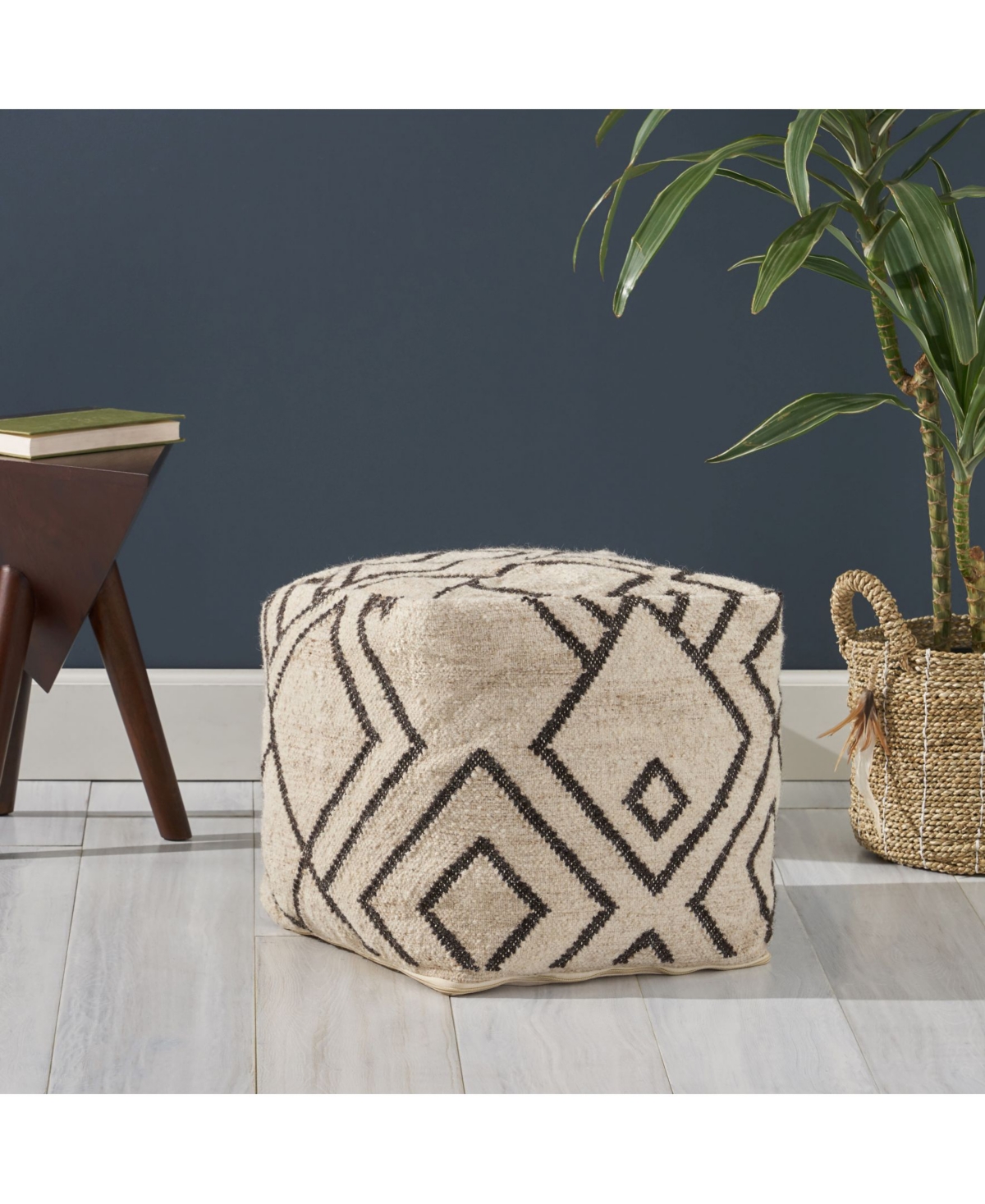 Noble House Cayton Boho Ottoman Pouf