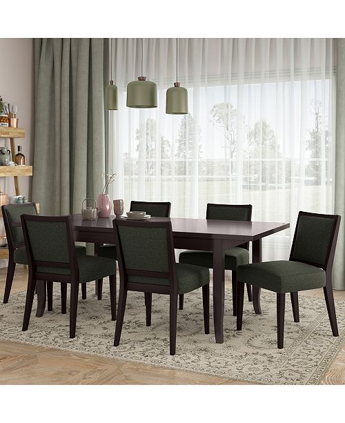Handy Living Alecia 7 Piece Butterfly Leaf Espresso Dining Table and Upholstered Armless Chairs ...