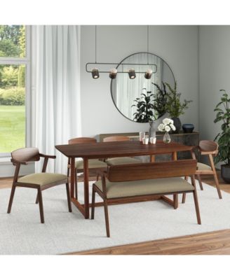 millie 5 piece mid century solid wood dining set