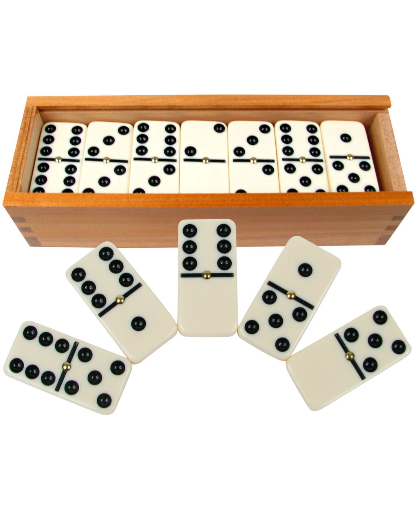 Детские игрушки Trademark Global Double-Six Dominoes Wood Case Set of 28, Ages 6+ — фото 1