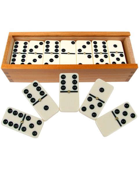 Детские игрушки Trademark Global Double-Six Dominoes Wood Case Set of 28, Ages 6+