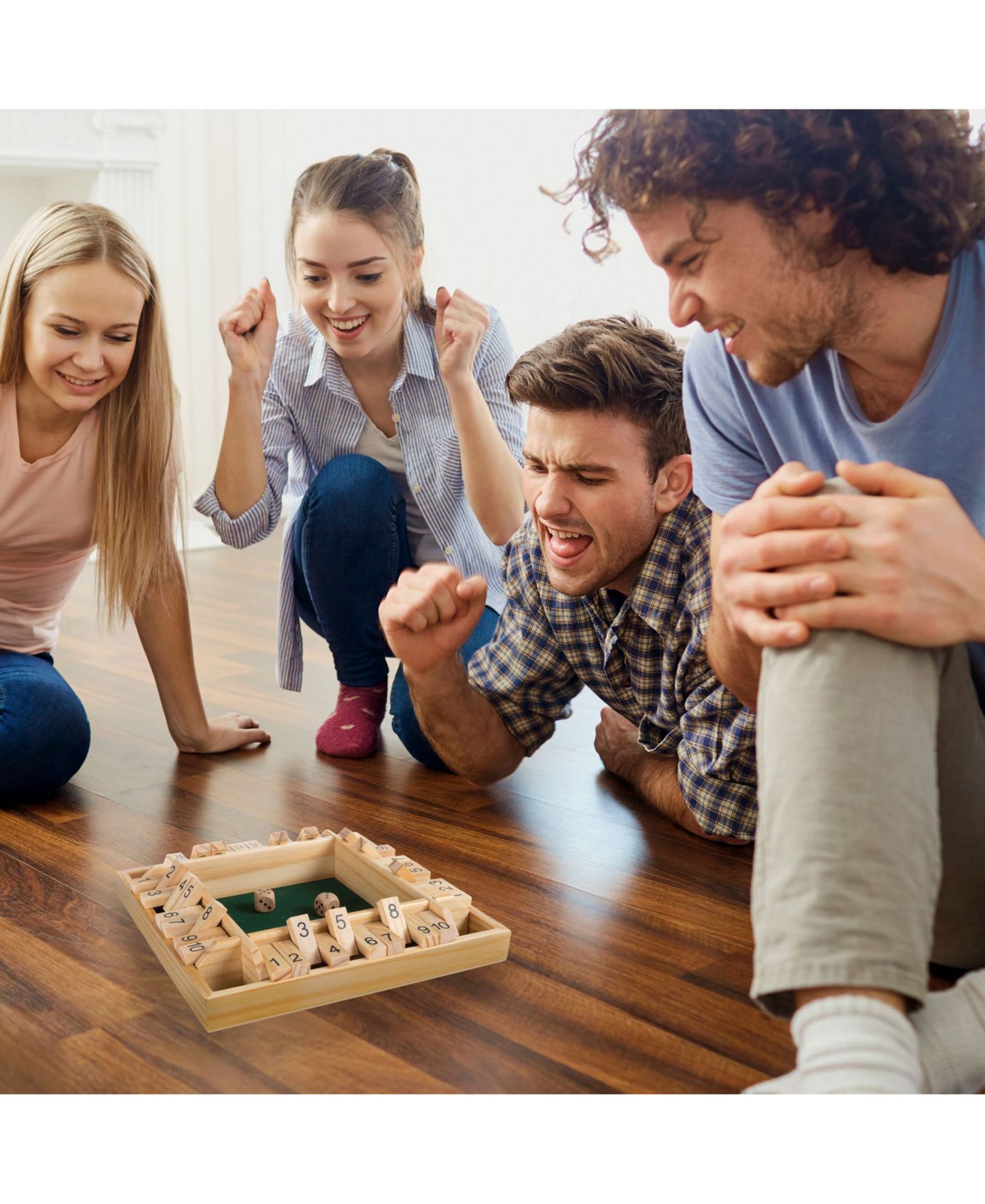 Детская настольная игра Trademark Global Hey Play Shut The Box Wooden Classic 4-Player Board Game, Ages 6+ — фото 5