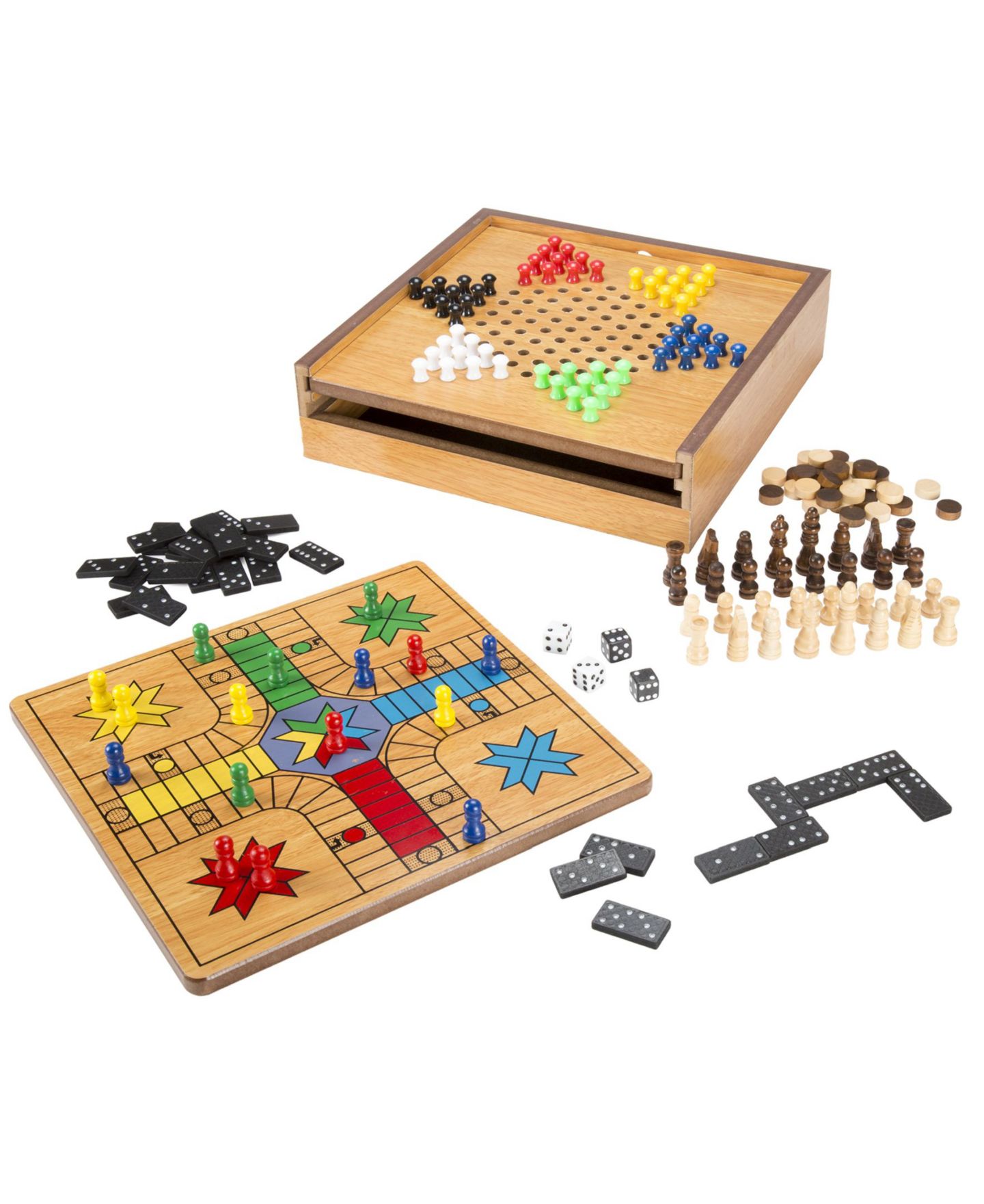 Детская настольная игра Trademark Global Hey! Play! 7-in-1 Combo Board Game with Chess, Ludo, and Chinese Checkers, Ages 6+ — фото 1