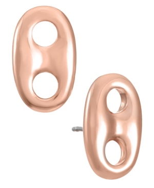 image of Trifari Rose Gold-Tone Button Earring