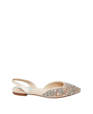 blue by betsey johnson molly rhinestone slingback dress flats