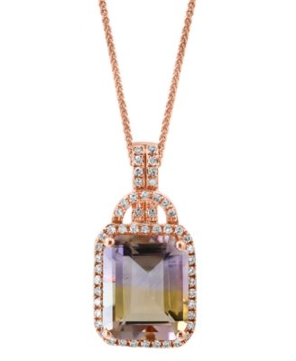 LALI Jewels - Ametrine (4-1/2 ct. t.w.) & Diamond (1/5 ct. t.w.) 18" Pendant Necklace in 14k Rose Gold