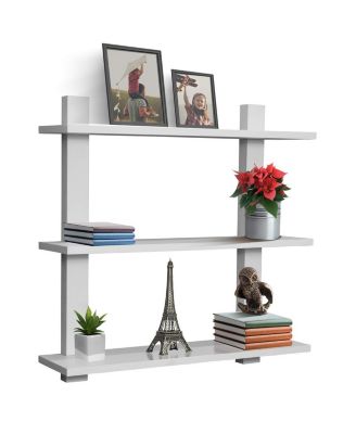 3 Tier Decorative Floating Wall Shelf - for Books, Trophies, Wall Decor, Kitchen, Living Room & Bathroom Decor