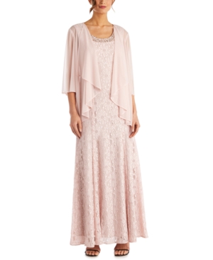 R & M Richards Beaded Dress & Flyaway Jacket
