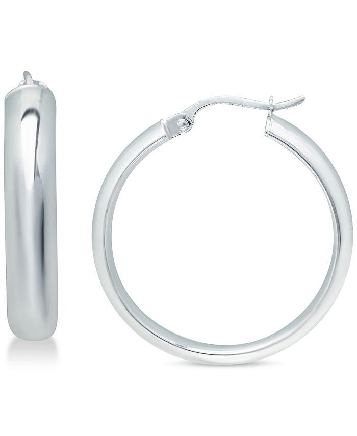 Sterling Silver Oval Hoop Earrings 25mm Approximate Length
